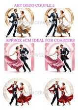 A4 LASER PRINTED RICE PAPER DESIGN. ART DECO COUPLE UK PRINTED