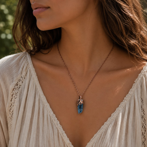 Necklace copper kyanite - necklace,