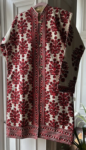 Kashmiri embroidered red cream - kashmiri,