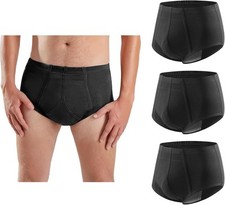 Carer Mens Incontinence Pants 3 Pcs Reusable Washable Cotton Pants Black-Size S