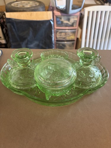 Vintage green glass dressing - vintage,