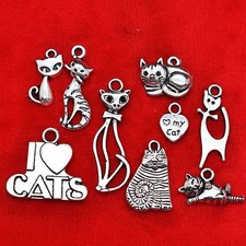 Tibetan Silver Cat Theme Charm