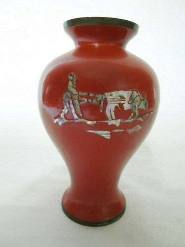 Vintage vase enameled - enameled, brass