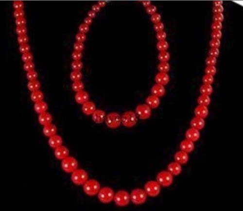 14mm red coral - round, beads