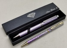 Vintage Lilac Sea Gems Clear Jewelled Crystal Ballpoint Pen & Case + 1 Other