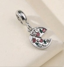 9 x Italian Pizza Rhinestone Pendant Hanging Charm ~ Jewellery Making