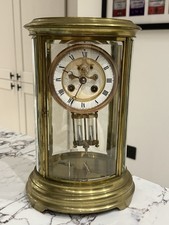 Antique Four Glass Bevelled French Mantel Clock Samuel Marti et Cie
