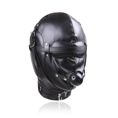 Black bondage hood mask - bondage,