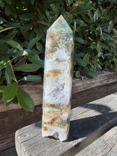 Druzy moss agate - moss, tower