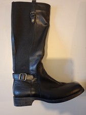 Russell & Bromley Black Leather Fur Lined Riding Boot Size 7