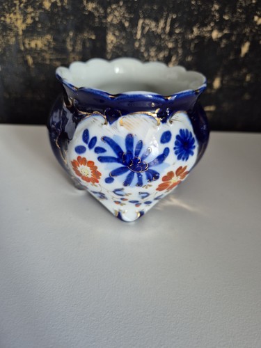 Vintage blue floral pot vase - blue,