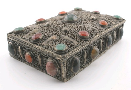 Vintage filigree white metal - filigree,