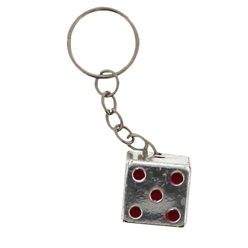 Silver dice key ring - silver,