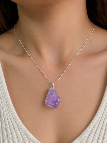 Pendant amethyst crystal raw - pendant,