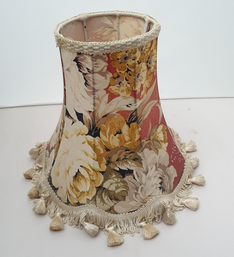 Vintage red floral lampshade - red,