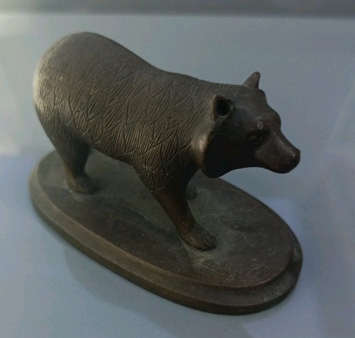 Vintage solid brass bear - brass,