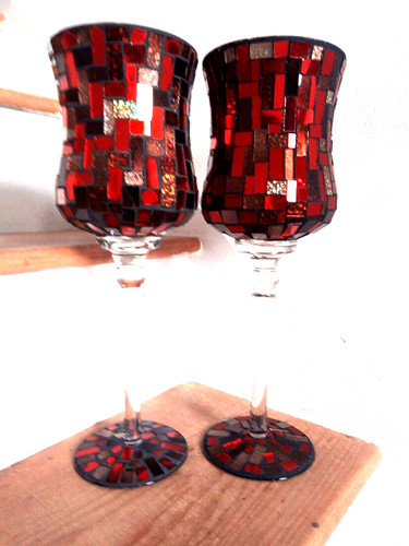 Pair giant wine glasses red - pair,