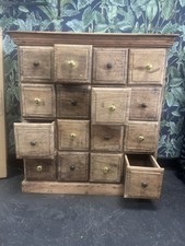 Solid oak , handcrafted,beautifully aged, with a genuine vintage feel. Heavy!