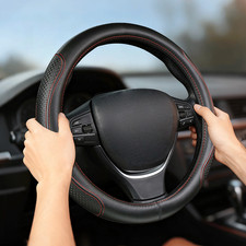 For Vauxhall Corsa C 2000-2006 Black Red Leather Steering Wheel Cover Protector