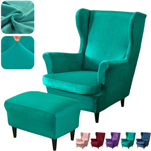 Stretch velvet wingback chair - stretch,