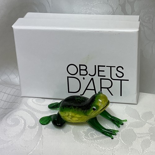 Green glass frog objets - by,