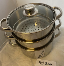 4 Piece Stainless Steel Steamer Set + Glass Lid - size 18cm -Ref 316
