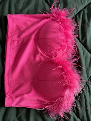 Shein pink strapless feather - shein,