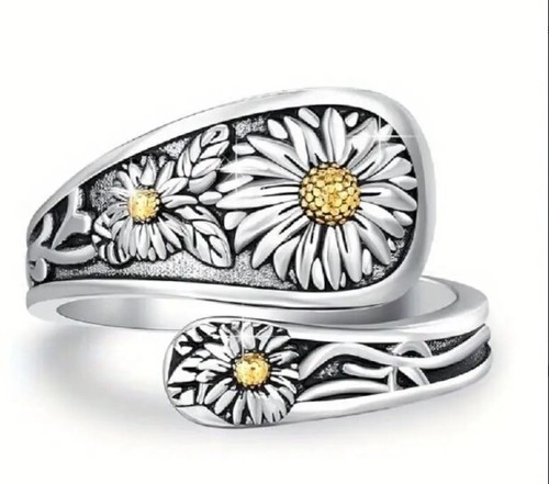 Sunflower spoon ring