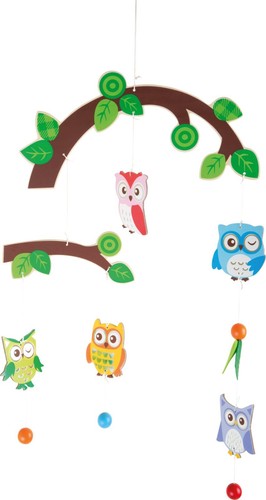 Wooden flying owls mobile - flying,