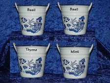 Blue willow design herb pot