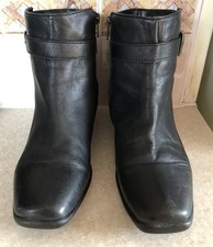 Matalan Soleflex Black Leather/Suede Wedge Ankle Boots - Size 7