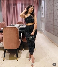 ZARA NEW WOMAN LACE MIDI SKIRT WITH RHINESTONES & MATCHING TOP Co Ord SIZE S Set