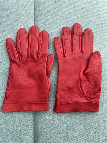 Dents red leather - red, gloves,
