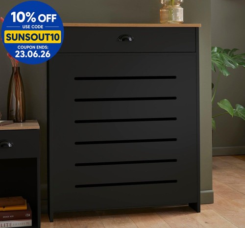 Black radiator cover cabinet - black,