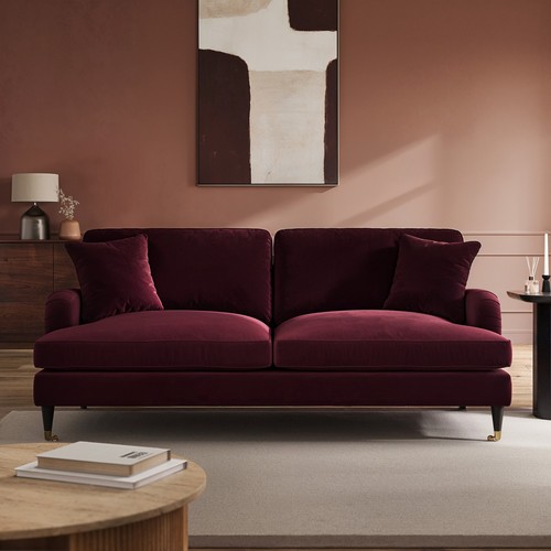 Burgundy velvet seater sofa - velvet,