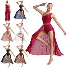 UK Women Lyrical Ballet Dress Modern Dance Leotard Dress Contemporary Costume
