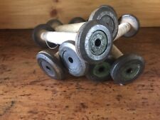 6 Mix Vintage Wooden Industrial Textile Bobbins Factory Cotton  Spools- 7"