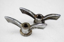 PAIR, CYCLO BENELUX VINTAGE CHROME BICYCLE WHEEL AXLE WING NUTS, REAR 3/8" (2)
