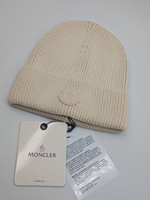 Moncler Cream Logo Beanie Hat