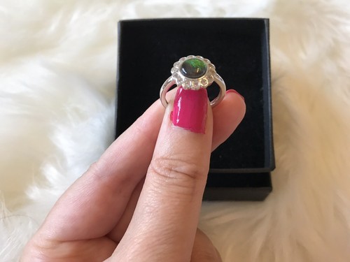 New canadian ammolite ring - new, aa