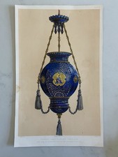 Antique Victorian Decorative Arts Print – Pendant Lamp in Sèvres Porcelain 