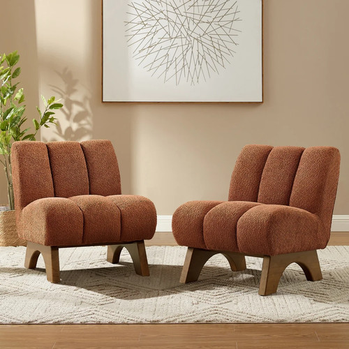 Pair mid century modern sherpa - pair,