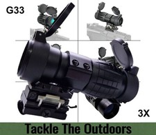 3X Magnifier Rifle Scope Sight Tactical Quick Release Flip To Side 20mm Mount UK