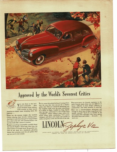 1941 lincoln zephyr red - v-12,