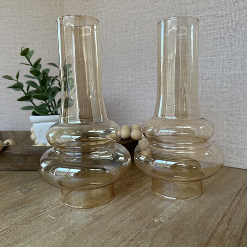 Vtg pair iridescent honey gold - pair,