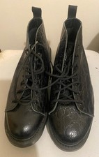 Fred Perry Boots George Cox Embossed Leather Size UK 10 Men Handmade Lace up blk
