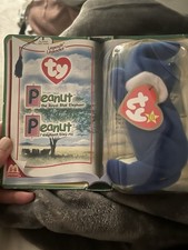 Rare Original TY Beanie Baby Peanut the Elephant. 2000 Retired. Royal Blue 