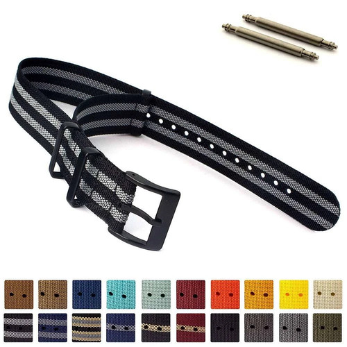 Ribbed nylon nato watch strap - nylon,