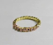 Gold Tone Diamonte / Diamante 1 Row Stretchy Ring - NEW