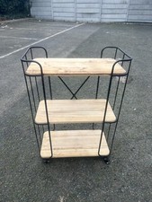?? Ikea Style Metal & Wooden 3 Tier Trolley Cart Bar Side Table